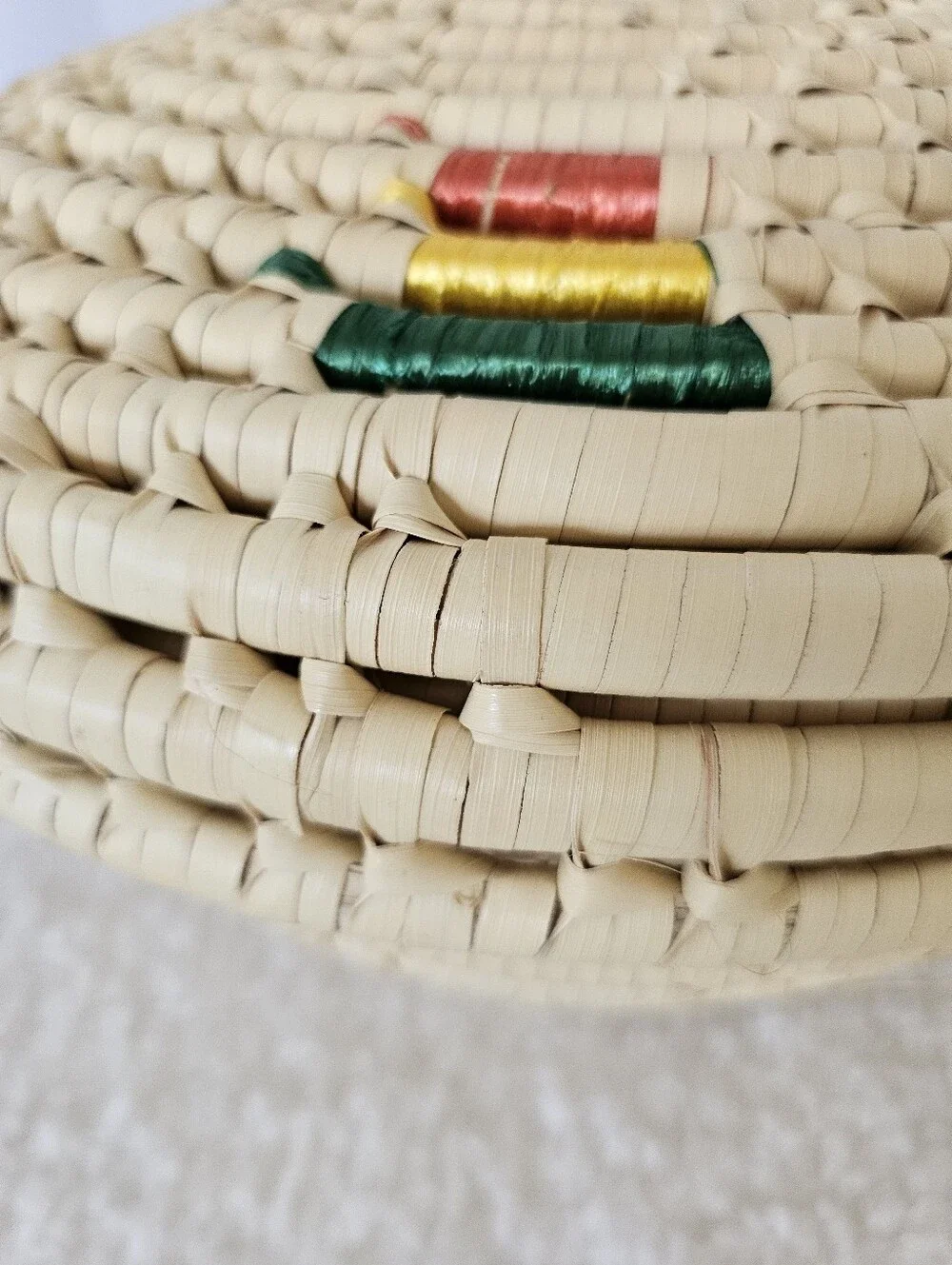 Handwoven Coiled Raffia Basket with Lid - 10